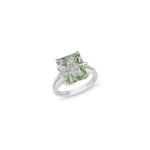 ZALES Octagonal Green Quartz with Diamond Accents Bow Ring in Sterling 