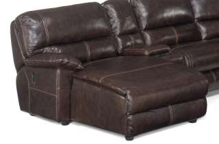 Espresso Leather Recliner/Chaise Sectional Sofa RC 08  