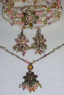 Liz Claiborne Parure Necklace Bracelet Pierced Earrings  
