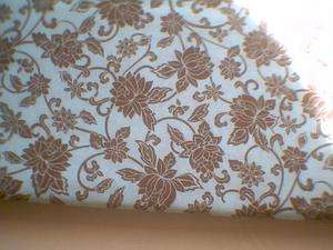 Valance window treatment brown floral flower on turquoise  