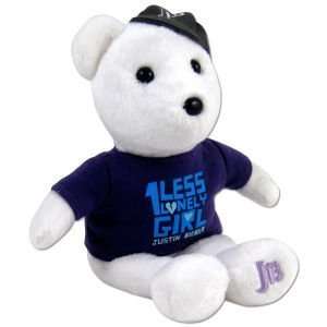  Justin Bieber Signature White Plush Bear ~ One Less Lonely 