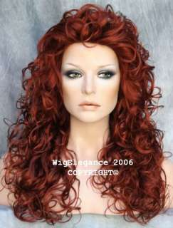 Full Long Curly Teased top Copper Red WIG WIGS tr ca  