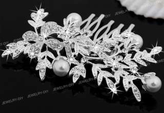 flower silver plated hair comb