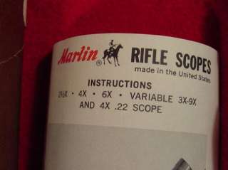 Vintage Marlin Micro Vue 4x .22 cal Rifle Scope in Original Tube w 