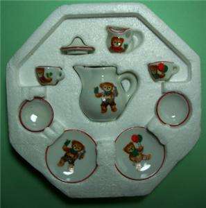 Teddy Bear Miniature Tea Set for a Doll by Reutter Porcelain of 