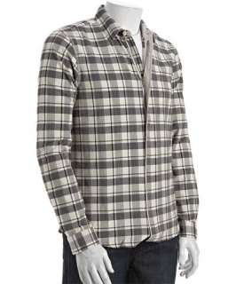 Alternative Apparel industrial plaid cotton zip front shirt