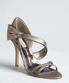 Badgley Mischka silver leather Sophia jeweled accent sandals 