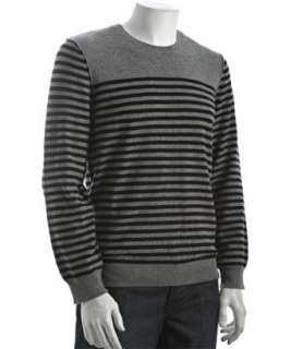 Cullen uniform grey and black engineer stripe cashmere crewneck 