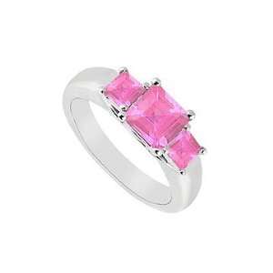   Three Stone Pink Sapphire Ring  14K White Gold   0.50 CT TGW Jewelry