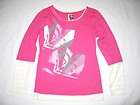 NWT ROXY Pink Cool L Sleeve Layered T Shirt Girls Sz LG