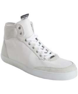 Dolce & Gabbana white leather high top sneakers   