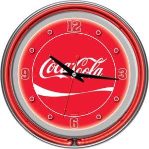 Large Deluxe Coca Cola Neon Clock Game Room Neon NEW  