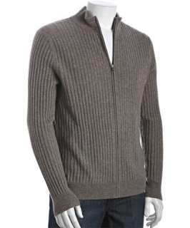 Harrison stag ribbed cashmere full zip cardigan