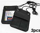 TWO 2x pieces Leather ID CARD Holder Neck Pouch Wallet