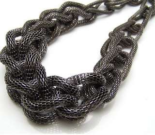   Style Heavy Black 19pcs Link Knot Snake Chain Sweater Necklace  