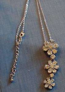 NOLAN MILLER CLEAR CRYSTAL TRIPLE FLOWER PENDANT AND CHAIN  