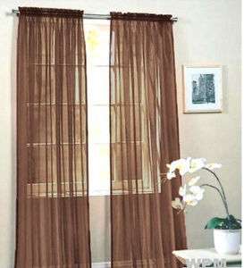 Piece Sheer Voile Window Curtain Panel   Solid Dark Brown/Coffee NEW 