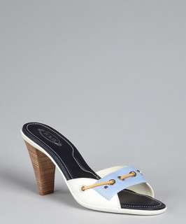 Tods white leather colorblock strap detail pumps