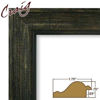 Picture Frame Weathered Green 1.75 Wide Complete New Wood Frame 