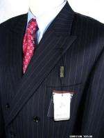 CHARCOAL DOUBLE BREASTED PINSTRIPE WOOL SUIT 36 52  
