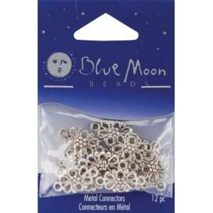  Blue Moon Silver Plated Metal Connectors, Flower, 12/Pkg 