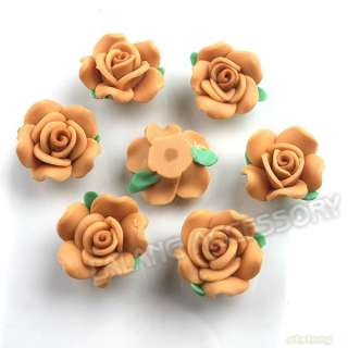   Charm Khaki Rose Flower 20mm Polymer Clay Beads Jewelry Finding  