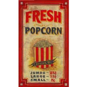   Customizable Fresh Popcorn Vintage Style Wooden Sign: Kitchen & Dining