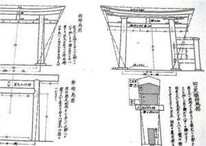Japanese House Plan TORII Gate of Shrine Temple Detail  