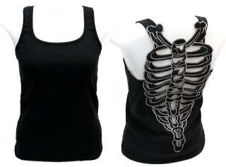 Skeleton RibCage eMo Punk Women Tank Top T Shirt S/M  