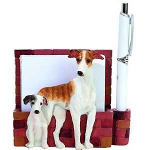    Brindle Greyhound and Pup Magnetic Note Holder