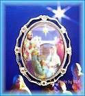 Christian Religious PORCELAIN CHRISTMAS NATIVITY MANGER CAMEO ST PIN 
