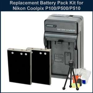  2 Battery Pack Kit for Nikon Coolpix P100/P500/P5100 
