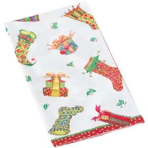   Festive Stockings Paper Guest Towel Package, Pearl