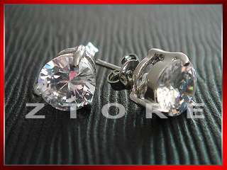Mens 8mm White CZ Stud Earring★ICED OUT★GOLD★BLING★WPE1  