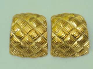 Vintage Huge Gold Tone Half Hoop Clip On Earrings (C1041)  