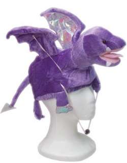  New Stuffed Plush Flying Purple Dragon Hat Costume Cap 