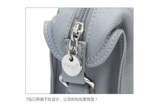 Grey Faux Leather Shoulder Handbag Elegant Bag Dual use Tote OL Lady 