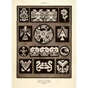  1926 Photolithograph Mexican Indian Designs Textile Pottery Designs 