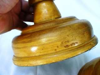Pair Antique Victorian WOOD CANDLESTICK HOLDERS Wooden  