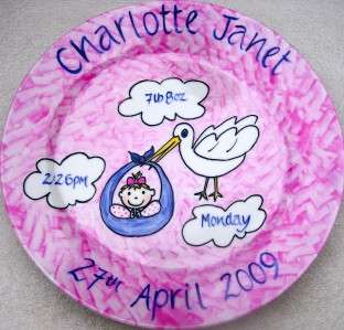 Personalised Painted Gift Plate Baby Birth Christening  