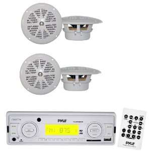  Pyle Marine Radio Receiver and Speaker Package   PLMR89WW AM/FM 