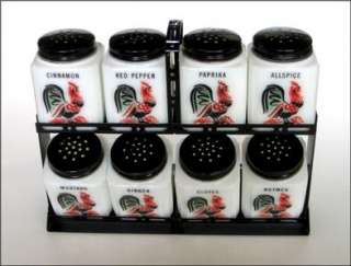 Tipp City Roosters Deco Glass Spice Shakers in Dbl Rack  