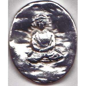  Religious Buddha Statue   Chiseled Silver Good Luck Stone 