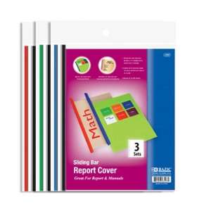  BAZIC Clear Front Report Covers w/ Sliding Bar (3/Pack 