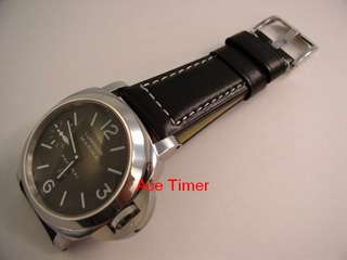24mm Black White Stitching Watch Strap Fit Panerai 225  