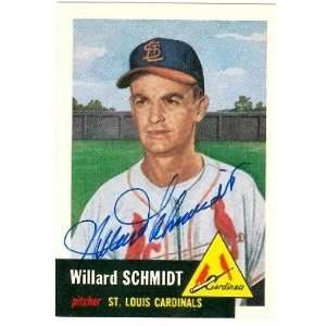  Willard Schmidt Autographed 1953 Topps Archive Baseball 