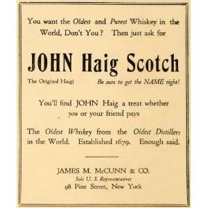   Ad James M. McCunn Pure John Haig Scotch Whiskey   Original Print Ad