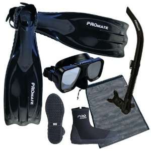 PROMATE Scuba Dive Snorkeling Mask Snorkel Boots Fins Gear Bag Set 