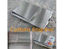Engravable Stainless Steel Money Clip & Biz Card Holder  