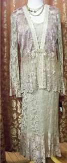 SPENCER ALEXIS Lined Lace Tank Dress Embellished Jacket  
